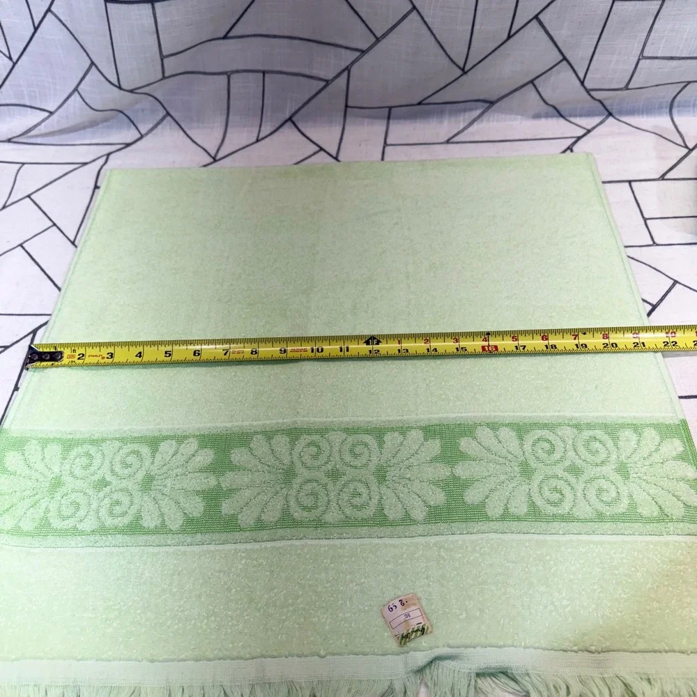 Cannon Monticello Towel Set 3pc Green Vintage Floral Fringe Hand Washcloth